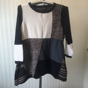 Style & Co white black brown color blocked long sweater Size 1X